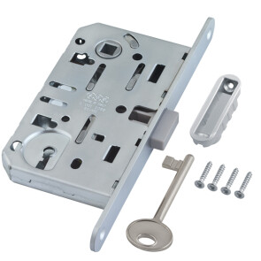 B06101.50.34.567 Корпус врезного замка под ключ (мат. хром) с отв. пл.B01402.05.34 MEDIANA POLARIS