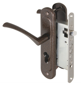 Корпус врезного замка с ручками на планке «KIT А5-3155/3 W/B» Антик Медь