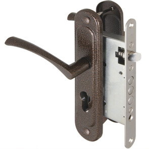 Корпус врезного замка с ручками на планке «KIT А5-3155/3 W/B» Антик Медь