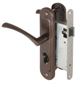 Корпус врезного замка с ручками на планке KIT А7-5555/3 W/B MOS