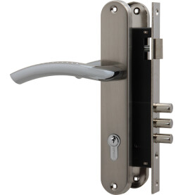 Замок цилиндровый с в комплекте с ручкой LOCKSET.9013 (SET F9011) SN/CP мат.никель