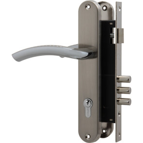Замок цилиндровый с в комплекте с ручкой LOCKSET.9013 (SET F9011) SN/CP мат.никель