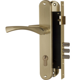 Замок врезной в комплекте с ручкой «SET F9011 SG» МатЗолото (латунь)