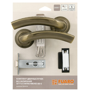 Комплект ручек с защелкой без запирания «SET45/Z INTRO RM/HD AB-6» Зеленая бронза