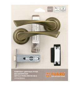 Комплект ручек с защелкой без запирания «SET45/Z PRIMA RM/HD AB-6» Зеленая бронза