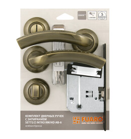 Комплект ручек с защелкой c запиранием «SET72/Z INTRO RM/HD AB-6» Зеленая бронза