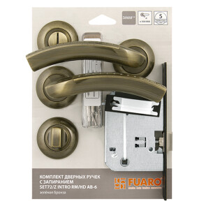 Комплект ручек с защелкой c запиранием «SET72/Z INTRO RM/HD AB-6» Зеленая бронза