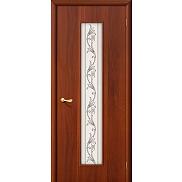 Ламинированная межкомнатная дверь "24Х" Итальянский орех остекление художественное