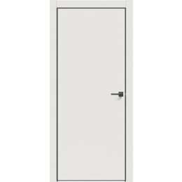 Дверь межкомнатная L10AL ПВХ Белый сатин, глухая, кромка алюминиевая черная матовая, каркасно-щитовая