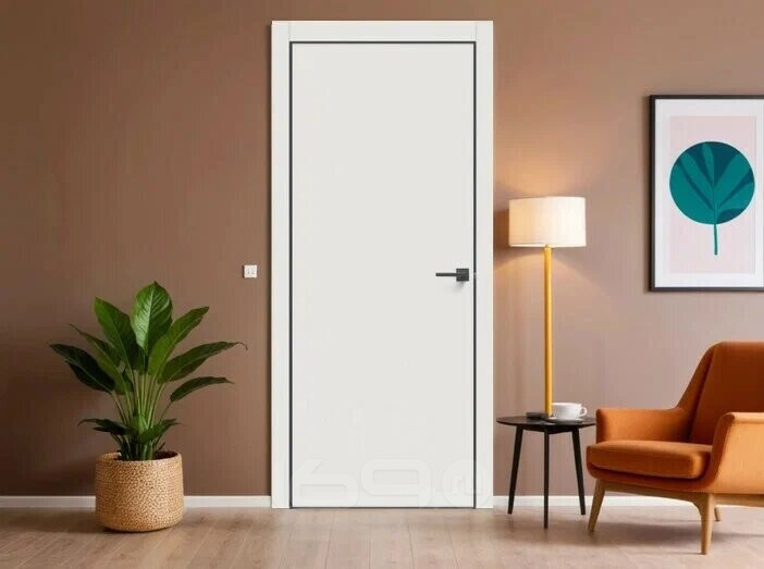 ДП L10AL Белый сатин 195*80, кромка-чёрная матовая