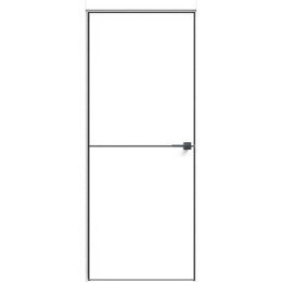 Дверь межкомнатная L10AL молдинг ПВХ Белый сатин, глухая, кромка алюминиевая черная матовая, царговая