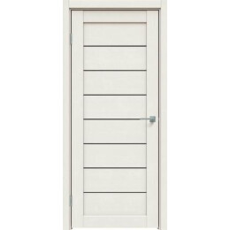 Дверь межкомнатная L2 высота 210 ПВХ Белая мелинга, остекленная, лакобель чёрный, кромка нет, царговая