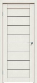 Дверь межкомнатная L2 высота 210 ПВХ Белая мелинга, остекленная, лакобель чёрный, кромка нет, царговая