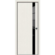 Дверь межкомнатная L20 ПВХ, Белая мелинга, остекленная, лакобель чёрный, каркасно-щитовая
