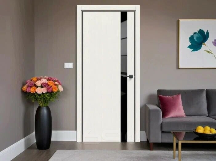 ДП L20 Белая мелинга, Лакобель черный 200*40 кромка матовая черная