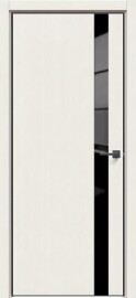 Дверь межкомнатная L20 ПВХ Белая мелинга, остекленная, лакобель чёрный, кромка алюминиевая черная матовая, каркасно-щитовая