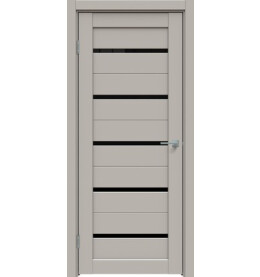 Дверь межкомнатная Concept-502 ПВХ, Шелл грей, остекленная, лакобель чёрный, царговая