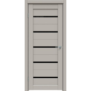 Дверь межкомнатная Concept-502 ПВХ Шелл грей, остекленная, лакобель чёрный, царговая