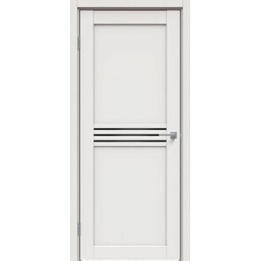 Дверь межкомнатная Concept-601 ПВХ Белоснежно матовый, без декора, остекленная, лакобель чёрный, царговая