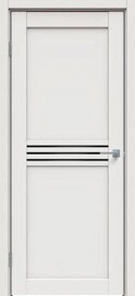 Дверь межкомнатная Concept-601 ПВХ, Белоснежно матовый, остекленная, лакобель чёрный, царговая