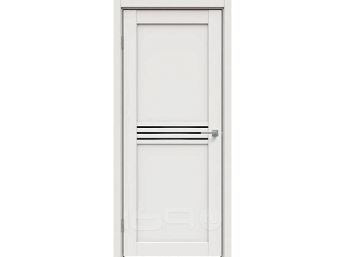 Дверь межкомнатная Concept-601 ПВХ, Белоснежно матовый, остекленная, лакобель чёрный, царговая