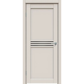 Дверь межкомнатная Concept-601 ПВХ Лайт грей, без декора, остекленная, лакобель чёрный, царговая