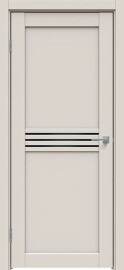 Дверь межкомнатная Concept-601 ПВХ, Лайт грей, остекленная, лакобель чёрный, царговая