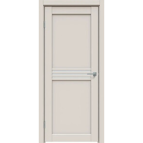 Дверь межкомнатная Concept-601 ПВХ Лайт грей, без декора, остекленная, сатинат белый, царговая