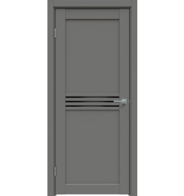 Дверь межкомнатная Concept-601 ПВХ, Медиум грей, остекленная, лакобель чёрный, царговая