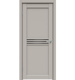 Дверь межкомнатная Concept-601 ПВХ, Шелл грей, остекленная, лакобель чёрный, царговая