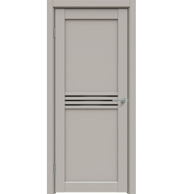 Дверь межкомнатная Concept-601 ПВХ, Шелл грей, остекленная, лакобель чёрный, царговая