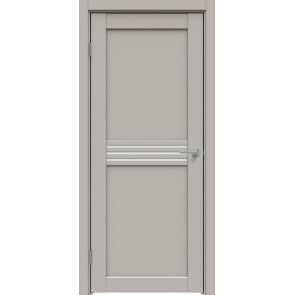 Дверь межкомнатная Concept-601 ПВХ Шелл грей, без декора, остекленная, сатинат белый, царговая