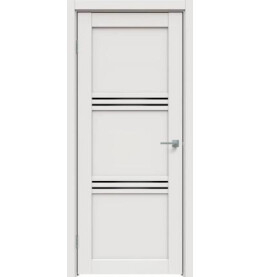 Дверь межкомнатная Concept-602 ПВХ, Белоснежно матовый, остекленная, лакобель чёрный, царговая