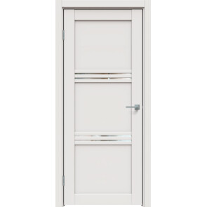Дверь межкомнатная Concept-602 ПВХ Белоснежно матовый, остекленная, зеркало, царговая