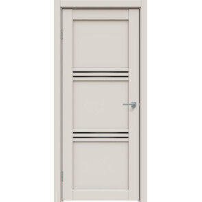 Дверь межкомнатная Concept-602 ПВХ Лайт грей, остекленная, лакобель чёрный, царговая