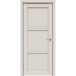 Дверь межкомнатная Concept-602 ПВХ Лайт грей, остекленная, сатинат белый, царговая