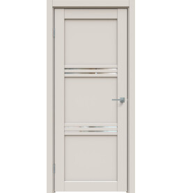 Дверь межкомнатная Concept-602 ПВХ, Лайт грей, остекленная, зеркало, царговая