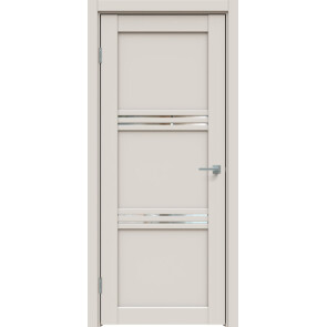 Дверь межкомнатная Concept-602 ПВХ Лайт грей, остекленная, зеркало, царговая