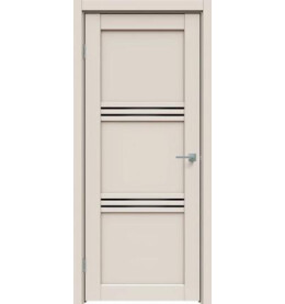 Дверь межкомнатная Concept-602 ПВХ, Магнолия, остекленная, лакобель чёрный, царговая