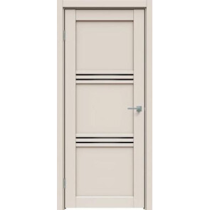 Дверь межкомнатная Concept-602 ПВХ Магнолия, остекленная, лакобель чёрный, царговая