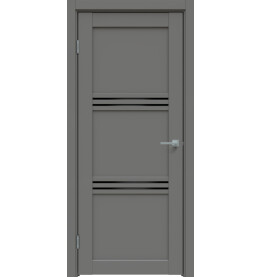 Дверь межкомнатная Concept-602 ПВХ, Медиум грей, остекленная, лакобель чёрный, царговая