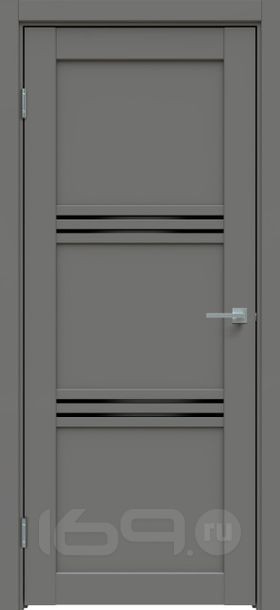 Дверь межкомнатная Concept-602 ПВХ Медиум грей, остекленная, лакобель чёрный, без кромки, царговая