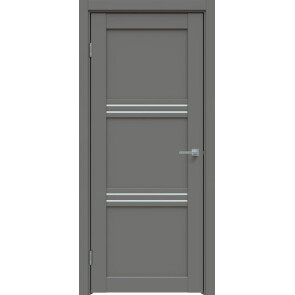 Дверь межкомнатная Concept-602 ПВХ Медиум грей, остекленная, сатинат белый, царговая