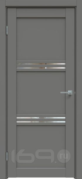 Дверь межкомнатная Concept-602 ПВХ Медиум грей, остекленная, зеркало, без кромки, царговая