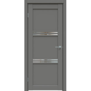 Дверь межкомнатная Concept-602 ПВХ Медиум грей, остекленная, зеркало, царговая