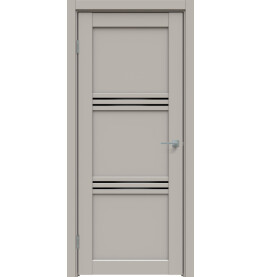 Дверь межкомнатная Concept-602 ПВХ, Шелл грей, остекленная, лакобель чёрный, царговая