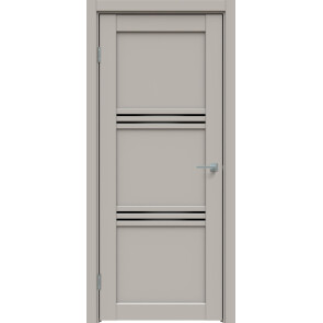 Дверь межкомнатная Concept-602 ПВХ Шелл грей, остекленная, лакобель чёрный, царговая