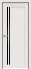 Дверь межкомнатная Concept-604 ПВХ, Белоснежно матовый, остекленная, лакобель чёрный, царговая