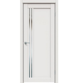 Дверь межкомнатная Concept-604 ПВХ, Белоснежно матовый, остекленная, зеркало, царговая
