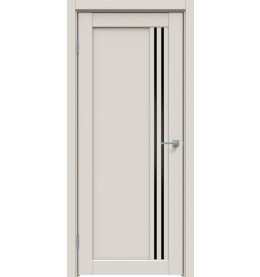 Дверь межкомнатная Concept-604 ПВХ, Лайт грей, остекленная, лакобель чёрный, царговая